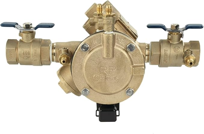 Febco 825Y Series 3/4" Bronze Reduced Pressure Zone Backflow Preventer Assembly, Quarter Turn Shutoff, NPT End Connections, Y Pattern, Flood Sensor with SentryPlus Alert Technology for Relief Valve