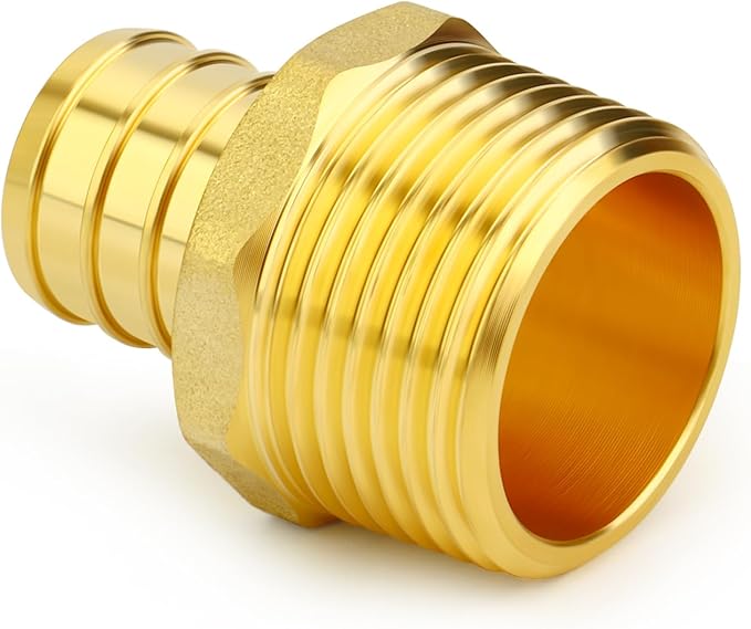 GASHER 6Pcs No Lead Brass 3/4" Pex Male Adapter, 3/4" Male NPT to 3/4" PEX Adapter for Pex Tubing