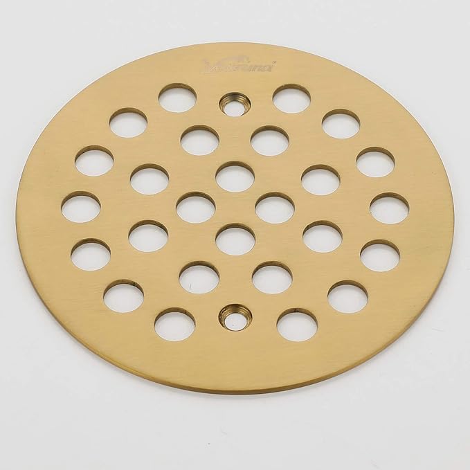 4-1/4Inch Screw-in Shower Strainer Drain Cover Replacement Floor Strainer Floor Drain (Brushed Gold)
