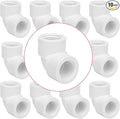 10Pack 1/2" Double Female Thread 90 Degree PVC Elbow Pipe Fitting Connector SCH40 1/2Inch F to F Threaded 90 Degree Elbow PVC Corner Adapter Pipe Fitting for Sprinkler, Irrigation
