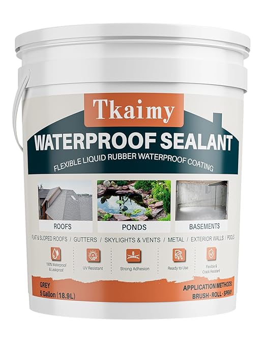 Polyurethane Waterproof Coating, Grey, 5 Gallon, Repair Leaks, Cracks, Roofs, Warehouses, Garages, Basements, Indoor & Outdoor Sealant Waterproof