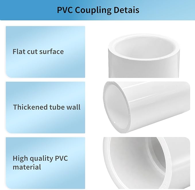 LESSO 3 Inch PVC Pipe Coupling Adapter, SCH40 Heavy Duty UPVC Slip x Slip Connection - ASTM D2466 Standard for Plumbing, Irrigation & Pool Systems