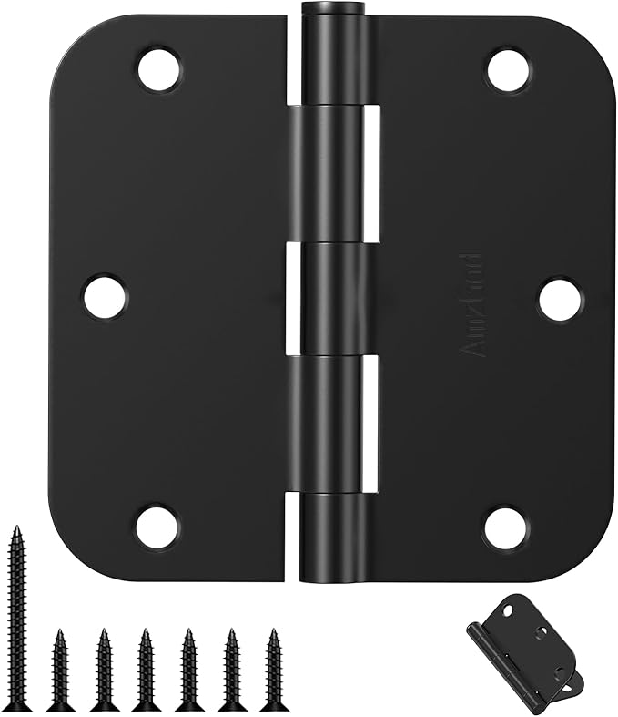 Door Hinges Matte Black - 18 Pack Black Door Hinges 3.5 Inch Rounded Interior Door Hinge with 5/8" Radius Corners - Black Hinge for Doors 3 1/2 Inches Flat Iron Residential Door Hardware