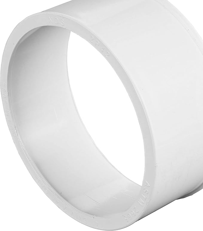 NDS 2P42 PVC Adapter Bushing, 4-Inch, for DWV/SCH40 Spt X S&D Hub Connections, for Use with 4-Inch DWV/SCH40 and Sewer and Drain Pipe, White