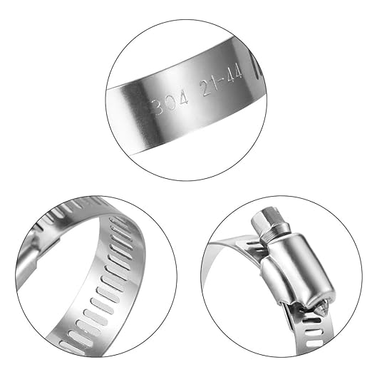 LOKMAN 20 Pack Stainless Steel Hose Clamp Adjustable 1-1/4'' - 2-1/4'' (33-57mm) Worm Gear Hose Clamp, Metal Fuel Line Pipe Clamp for Plumbing, Automotive And Mechanical Application