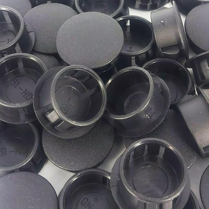 Hole Plugs 3/4" Plastic Flush Type Hole Plugs for Hole Snap in Locking Hole Tube Screw Caps Drilling Cover Plugs Fastener Covers for Kitchen Cabinet Furniture Black 30 Pack - Black