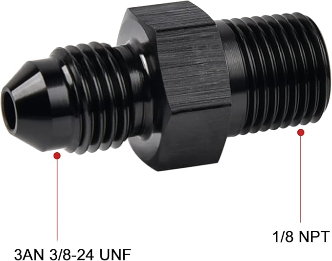 EVIL ENERGY 3AN Male Flare to 1/8" NPT Pipe Fitting Adapter Aluminum Straight Black 2PCS