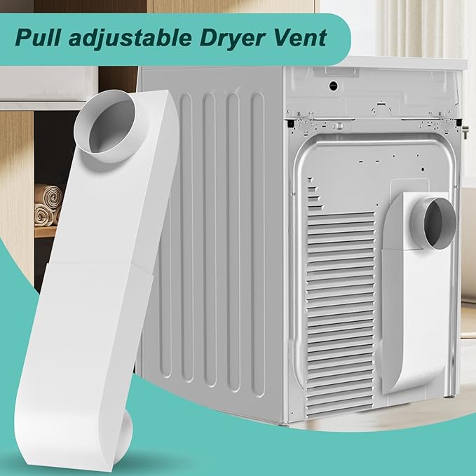 Periscope Dryer Vent Kit, Stainless Steel 4 Inch Telescoping Duct - Adjustable 9.5 to 14.5 Inch, Ultra Slim & Flat Low Profile Design for Tight Spaces Dryer Exhaust Vents