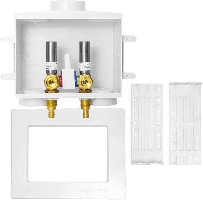 20 Pack Seelink Washing Machine Outlet Box, Double Drains, Single Lever, 1/2 Inch Pex-A Inlet x 3/4 Inch MHT Outlet Connection, with Stainless Steel Water Hammer Arrestor(WM018-20Pack)