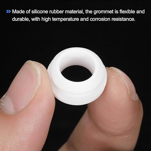 MECCANIXITY 20Pcs Snap Silicone Rubber Grommet Plug Mount Dia 14mm ID 10.5mm Narrow Groove Width 2mm Seal Anti-Scratch Sleeves for Electrical Box Cable Pipes White