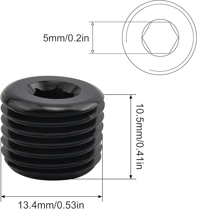 EVIL ENERGY 1/4" NPT Plugs Aluminum Socket Allen Head Black, Pack of 2