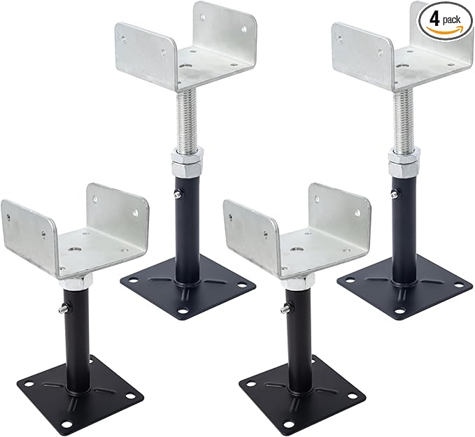 4 Pack U-Shaped Floor Jack for 4x2, 4x4, 4x6 Joists - Adjustable Steel Telepost with U-Head, Mini Screw Jack, Post Jack.6-9 Inch Adjustment Range.
