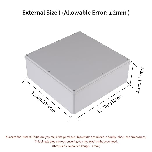 12" x 12" x 4" Plastic Dustproof Waterproof Box IP65 Junction Boxes Project Junction Conduit Box for Electrical Outdoor Enclosure