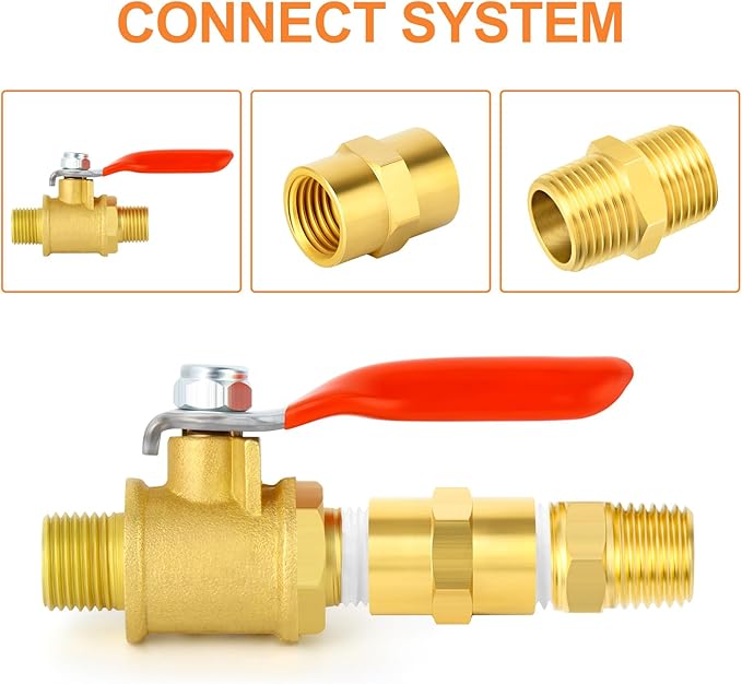 GASHER 12PCS Metals Brass Pipe Fitting, Hex Nipple Brass Hex Coupler, 1/2" x 1/2" NPT Male Thread Pipe, 1/2Inch x 1/2Inch NPT Female Thread Pipe