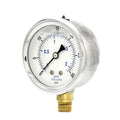 PIC Gauges PRO-201L-254C 0-30 PSI Pressure Gauge, 2 1/2" Dial, 1/4" Male NPT Connection, Bottom Mount, Dual Scale, Glycerin Filled, Stainless Steel Case/Bezel, Brass Internals & Plastic Lens