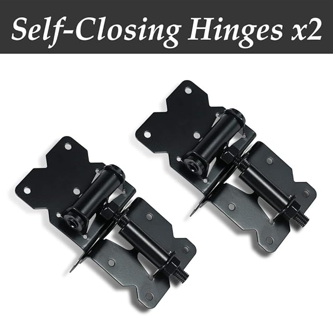 skysen Carbon Steel Self Closing Vinyl Fence Single Gate Hinge and Latch Hardware Kit -2 Hinges and 1 Latch (Single Gate Kit-cs)