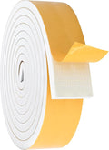 ToLanbbt White Door Window Weather Stripping Self Adhesive Foam Tape High Density Foam Sealing Strip Window Insulation Weatherproof Gasket Tape for Doors and Windows (2" W X 1/2" T X 10')