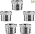 Stainless Steel 1" Male NPT to 1/8" Female NPT Reducer Hex Bushing Pipe Fitting Adapter (pack of 5)