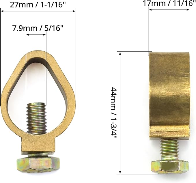 QWORK Direct Burial Ground Rod Clamp, 10 Pack 3/4" Diameter Copper Mechanical Connectors