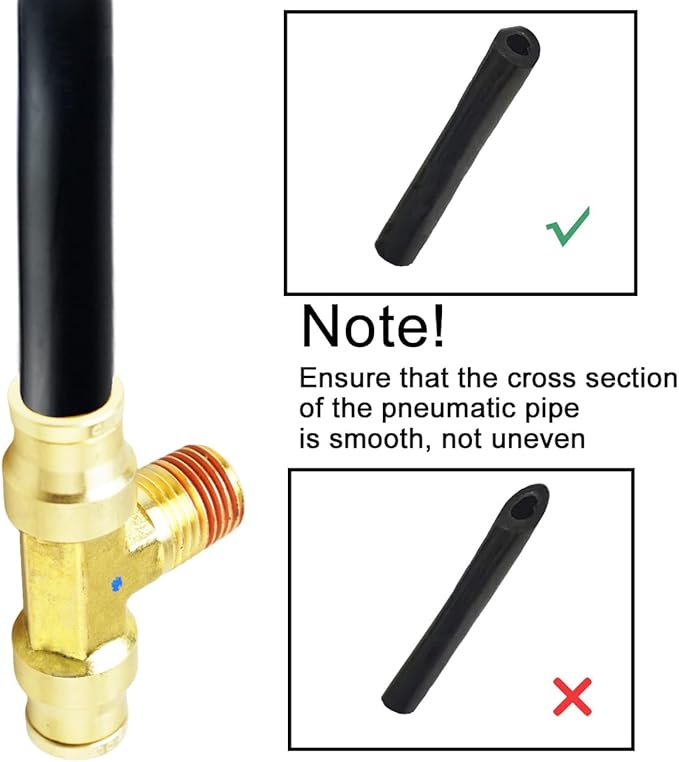 Push-to-Connect Pneumatic Fittings Set - DOT Air Brake Line Fittings, 5pcs Brass Air Hose Quick Connect Fitting, 1/4" Tube OD x 1/4" Tube OD x 1/4" NPT Male Tees