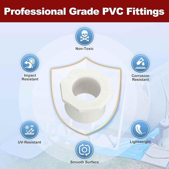 1Pcs 1" x 1/2" PVC Reducer Bushing Fitting, SCH40 (Spigot x Socket) Furniture Grade PVC Pipe Fitting, Reducer Bush Adapter for Home Sewer Plumbing, Industrial, Pipe Connection