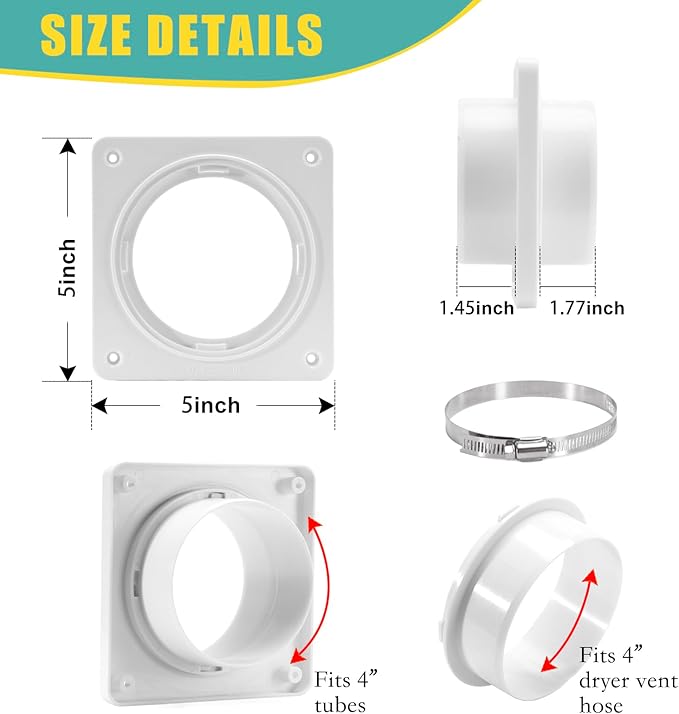 VIWINVELA Dryer Vent Hose Connector Kit - Dryer Vent Wall Plate - Dryer Duct Connector Wall Vent with Quick Connect & Disconnect Dryer Dock Connector (Dryer Vent Connector)
