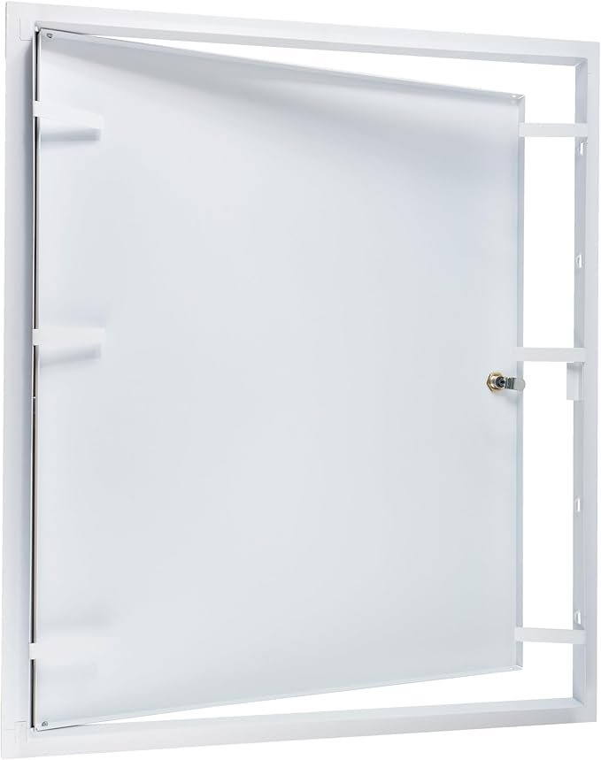 20" x 24" Lockable White Metal Access Panel. Service Shaft Door Panel with Key. Plumbing, Electricity, Heating, Alarm Wall Access Panel for Drywall. Bathroom Services Access Hole Cover.