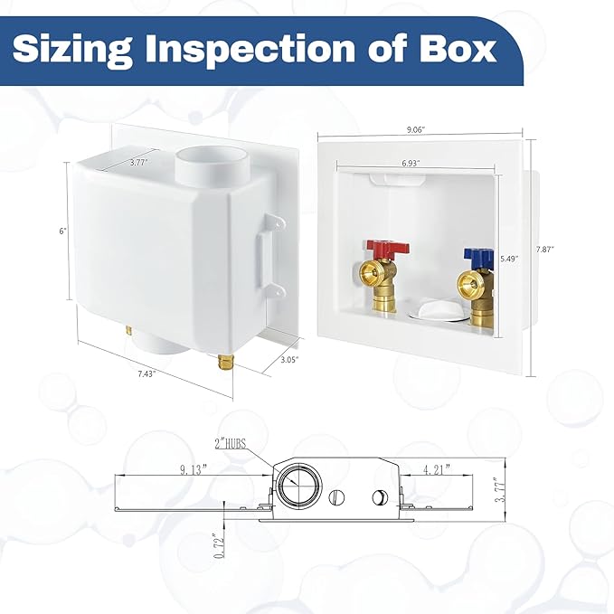 50-PACK GUOFIS Washing Machine Outlet Box, PEX Laundry Washer Box with Central and Side Drain Design(1/2"CPVC Connection Inlet X 3/4"MHT Outlet)(WM004-50Pack)