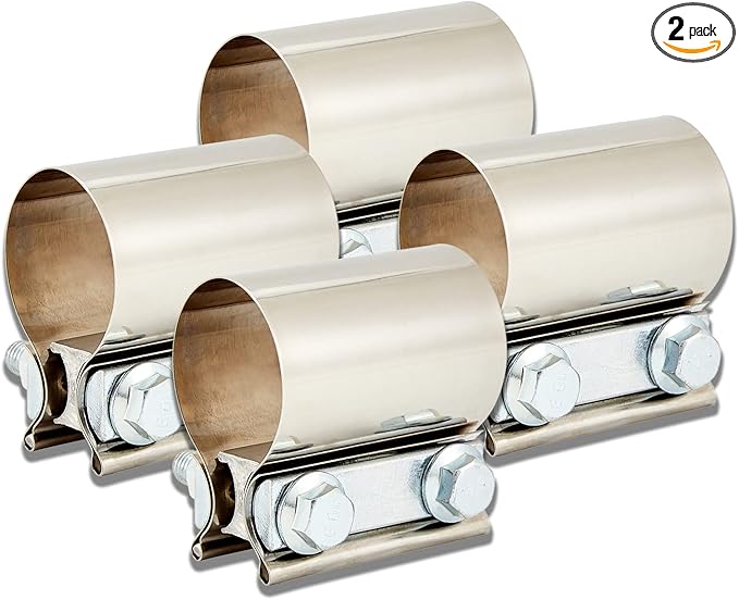 Butt Joint Band Clamps,Exhaust Muffler Clamp Exhaust Pipe Clamps Sleeve Stainless Steel (2, 2.25'')
