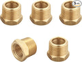3/8 Inch Male x 1/4 Inch Female Reducing Adapter, NPT Brass Hex Bushing, Hex Head Pipe Fitting, Thread 0.625" OD × 0.5" ID, (Pack of 5)