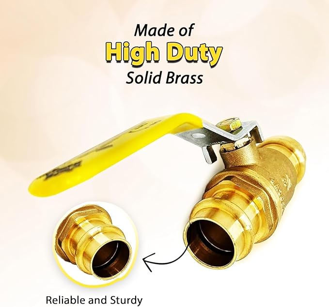1 1/4" Propress Brass Ball Valve - Press Shut Off Ball Valve with EPDM O-ring Fit Both End - Premium Water Stop Shut Off Tool with 1" In. Connections - Pack of 2