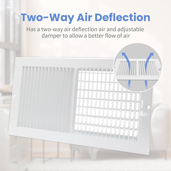 16 x 8 Inch [Duct Opening] Air Vent Covers for Wall or Ceiling - High Airflow 2 Way Steel Ventilation - Adjustable Wall/Ceiling Register, 17-3/4 Inch x 9-3/4 Inch [Overall Dimensions]