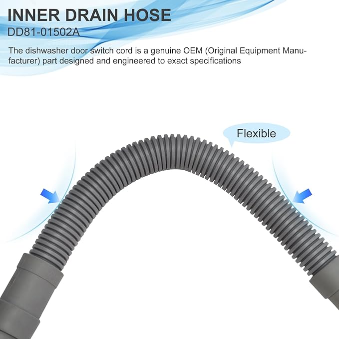 DD81-01502A Universal Dishwasher Inner Hose - Inflexible Corrugated Dishwasher Inner Hose,Plastic Material,Gray