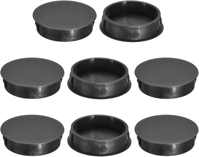 uxcell 8Pcs 38mm(1-1/2") Nylon Hole Plugs, Flush Type Panel Round Snap in Fastener Knockout Locking Plugs for Furniture Insert End Caps Panels, Black