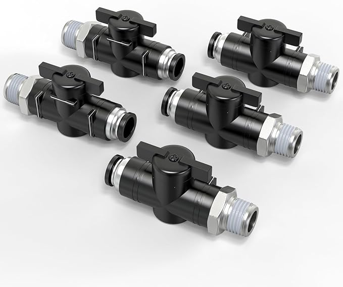 TAILONZ PNEUMATIC 1/4 Inch Tube OD x 3/8 Inch NPT Thread Ball Valve Air Flow Control Valve Push to Connect Fitting BVC-1/4-N3（Pack of 1）