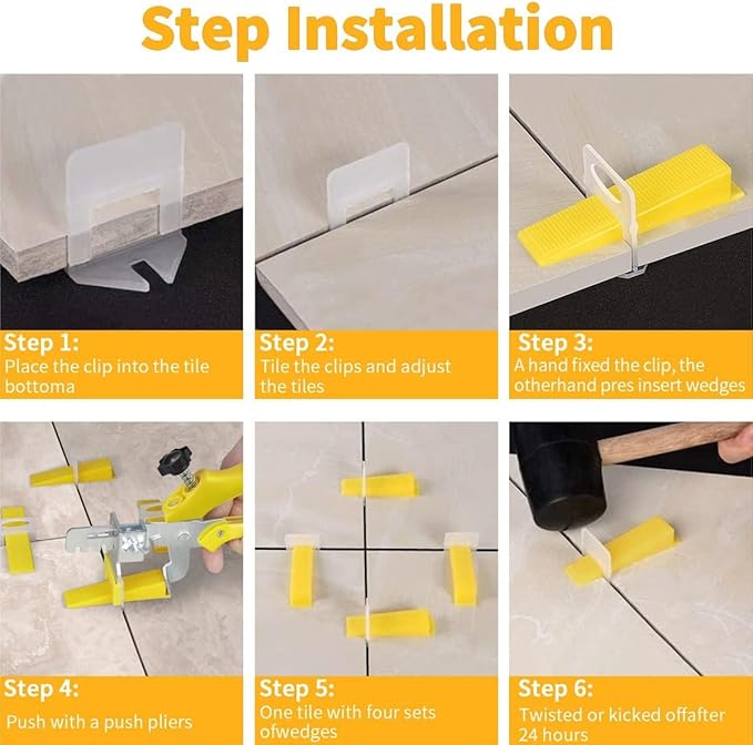DGSL Tile Leveling System with Tile Plier - 3000-Piece Tile Spacers Clips and 300-Piece Reusable Wedges - Tile Tools Set for Stone Installation