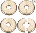 HARFINGTON 4pcs Wall Split Flange 17mm/0.7" Self-Adhesive Plumbing Cover Plates ABS Plastic Round Escutcheon Plate Buckle Design for Water Pipe Bathroom Kitchen Decoration, Gold Tone