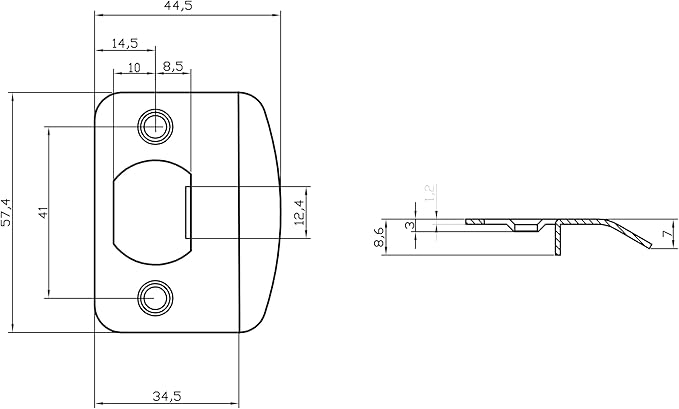 Replacement Products Strike Plate Full Lip 1/4", 2-1/4 Inches, 1-5/8" Center-to-Center, Radius Corner for Knob or Lever Door Lock in Black Finish 3 PCS