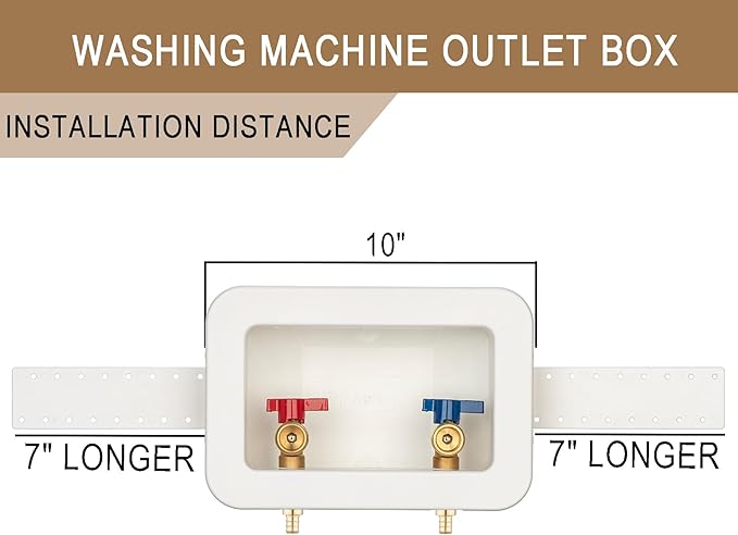 [1 Piece] Lingmfg Washing Machine Outlet Box 1/2 inch PEX-B Crimp with 2 inch Central Drain, Connect 3/4 inch Washing Machine Hoses LING -WMOB-WO-WHA-2