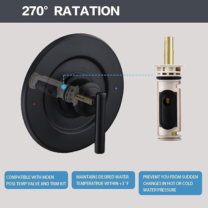 1222 Replacement Cartridge with Removal Tool 104421 & Handle Adapter Kit 116653 Be Suitable for Moen One-Handle Posi-Temp Faucets & Tub Showers - Durable Brass & Plastic Construction