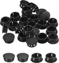 uxcell 25/32" Plastic Hole Plugs, 36Pcs Flush Type Panel Round Snap in Fastener Knockout Locking Plugs for Furniture Insert End Caps Panels, Black