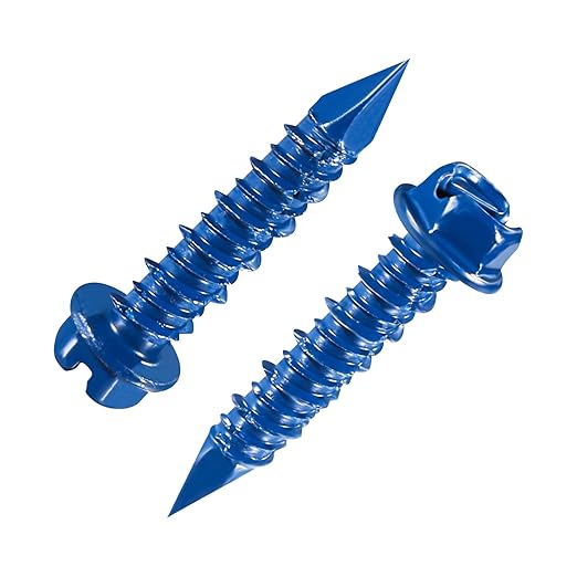 (117 PCS) # 3/16 "Slotted Hexagonal Concrete Screw anchoring kit, Three Color Hexagonal (Blue, White, Black), Used for anchoring to Masonry, Blocks, or Brick Plaster