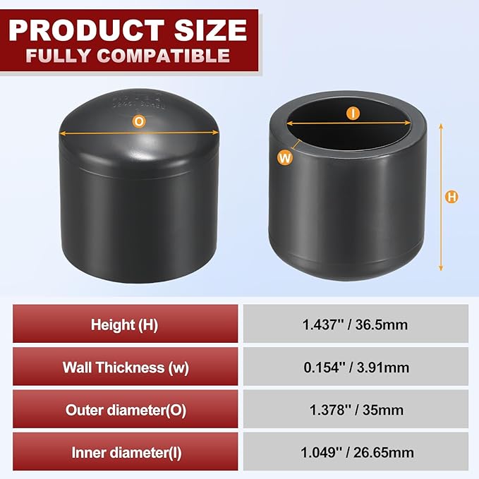 1Pcs 3/4" PVC External End Cap Fitting, SCH80 Furniture Grade PVC Pipe Plug Adapter, Pipe Cover Fittings for DIY Project, Irrigation System, Plumbing Framework, Garden Structures