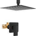 Heyalan Shower Faucet Set Square Stainless Steel Bathroom Rainfall Shower System One Handle Single Function Shower Trim Kit with Rough-in Valve Male Thread,Ceiling Mount,10 Inch,Matte Black