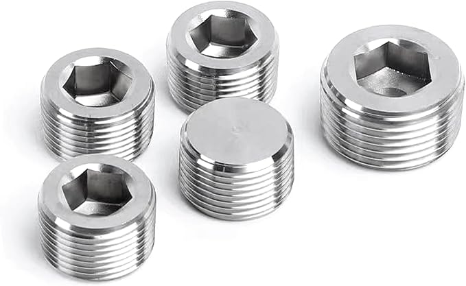 Stainless Steel 304 Hex Socket Plug, 1/8" NPT Male, Pack of 20