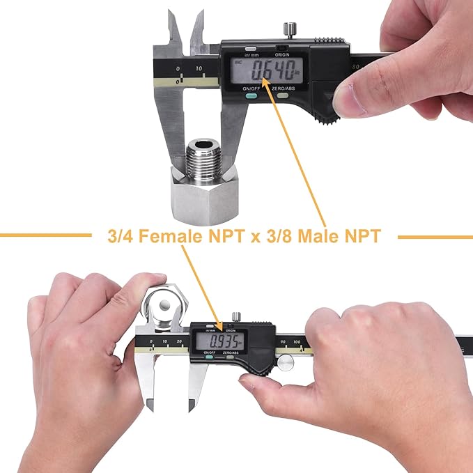 Forged Reducer Adapter Fitting - Stainless Steel 304 Reducing Pipe Connector, 3/4" NPT Female x 3/8" NPT Male (pack of 2)