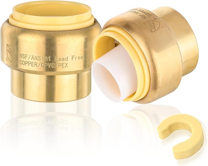 HeSun 100-Pack Pushfit Plug (End Cap), 1/2-Inch Push to Connect Plumbing Fittings with Disconnect Clip, Brass Push-fit Fittings for PEX, Copper, CPVC, PE-RT Pipes