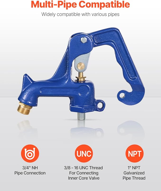 VEVOR Frost Free Outdoor Faucet, Freeze Proof Yard Hydrant Complete Head Assembly, with 1" NPT Galvanized Pipe Thread & 3/4" Hose Connection for Yard, Garden, Pasture Irrigation (Pipe Not Included)