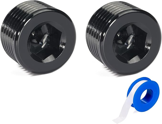 1/2 NPT Male Thread Allen Head Socket Pipe Plug Fitting Aluminum Black（2pcs）