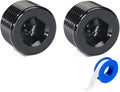 1/2 NPT Male Thread Allen Head Socket Pipe Plug Fitting Aluminum Black（2pcs）